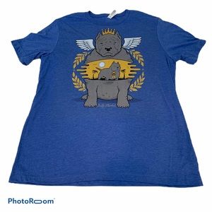 Bully Market Bella Canvas Tee Shirt Blue Bull Dog Angel Dog Graphic Top